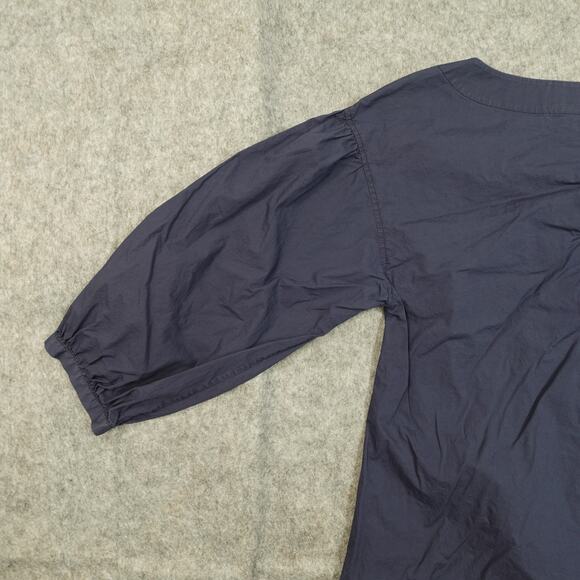 Anthropologie Top Womens Small Tie Neck Navy Blue HD in Paris 3/4 Balloon Sleeve - Picture 7 of 11